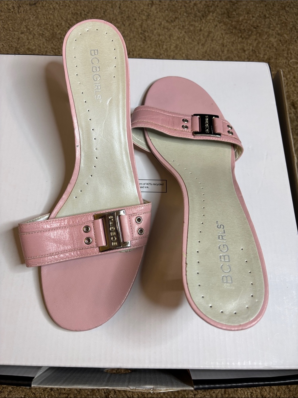 BCBGirls Pink Slide Mules with Silver Buckle - Picture 4 of 4